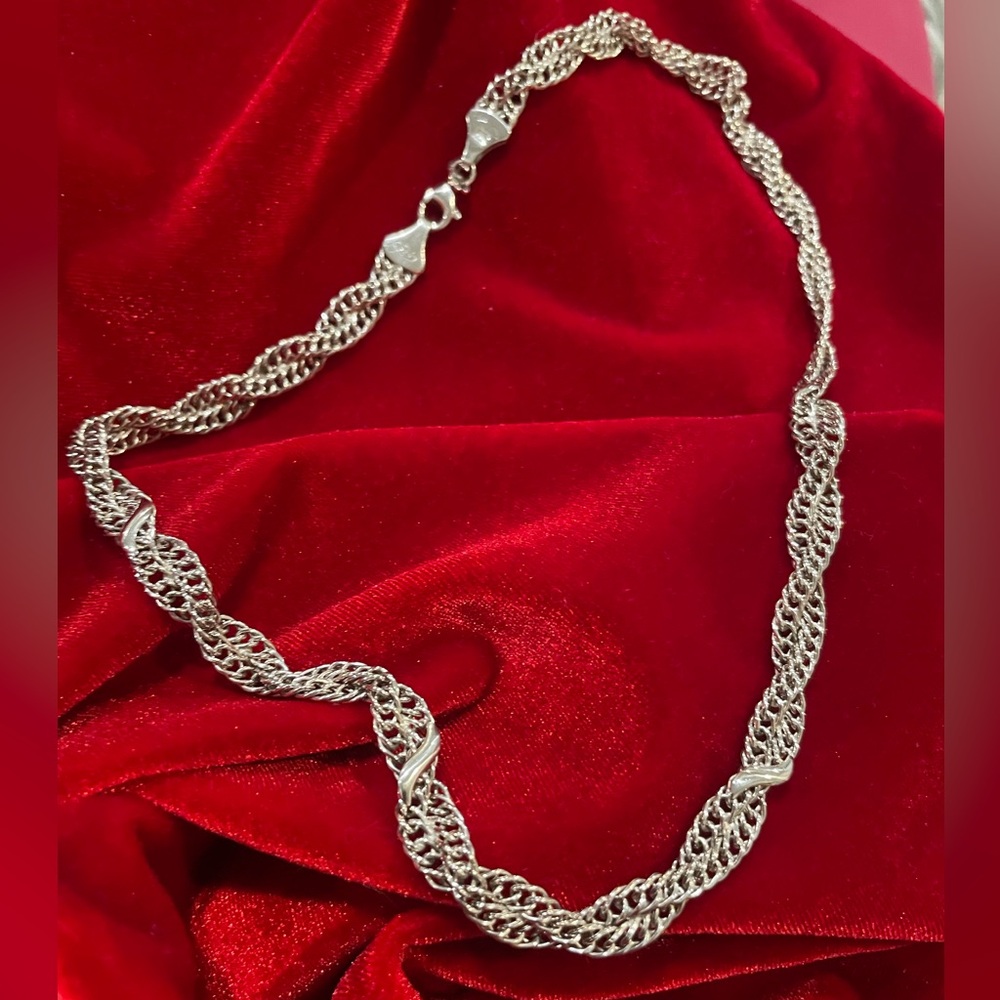 Vintage SXI Sterling Silver twisted curb chain necklace